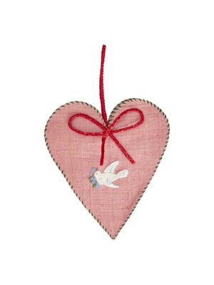 Rice Raffia Xmas Heart met Dove embroidery