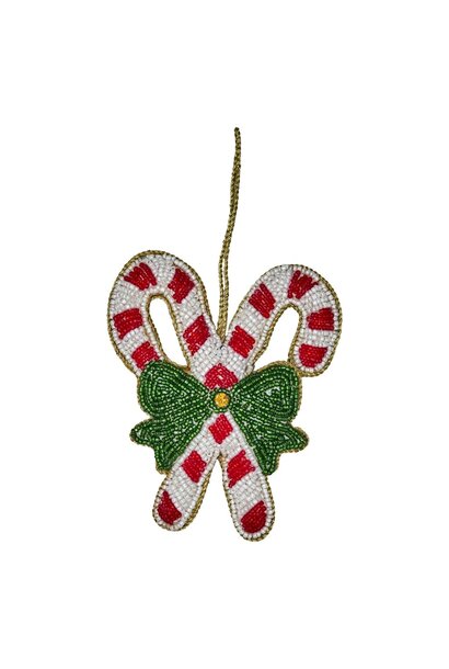 Kerst hanger Candy Cane met beads