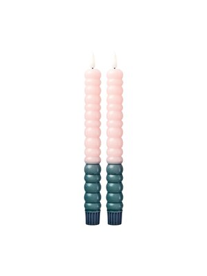 Rice Twisted LED kaars Green and Soft Pink set/2 - AAA Battery (not incl.)