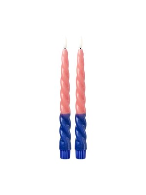 Rice Twisted LED kaars in Navy Blue and Cute Coral set/2 - AAA Battery (not incl.)
