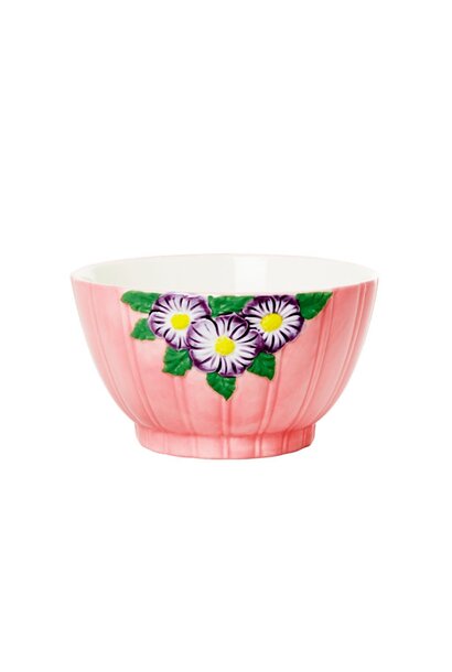 Aardewerk kom Embossed Flower Pink