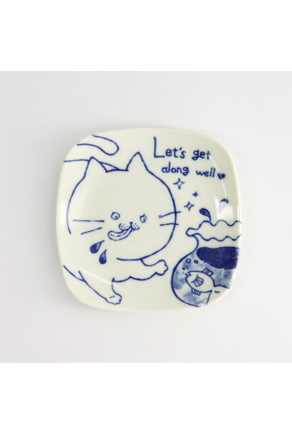 Bord Neko Maruke Cat blue - 12.5x12.5x1.8cm