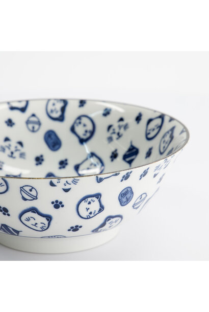 Ramen kom 1000ml Kawaii - Lucky Cat Neko blue 19.5x7.4cm