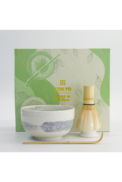 Matcha kom giftset Hayase white set/4 - 13x7cm
