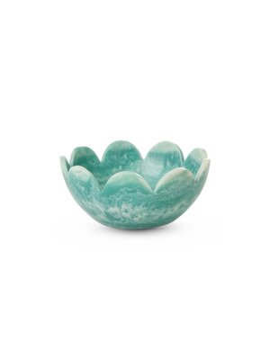 Rice Resin kom met scallop edges soft green - h:6,5 x d:15,5cm