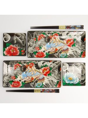 Tokyo Design Studio Sushi giftset Kawaii Yakuza Carp set/6 incl chopsticks