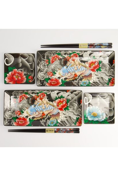 Sushi giftset Kawaii Yakuza Carp set/6 incl chopsticks