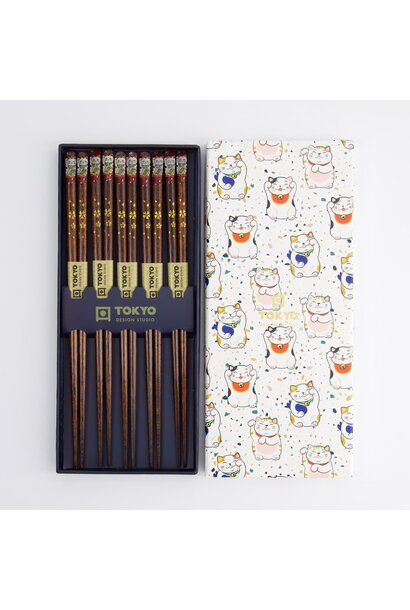 Chopstick Lucky cat giftset/5