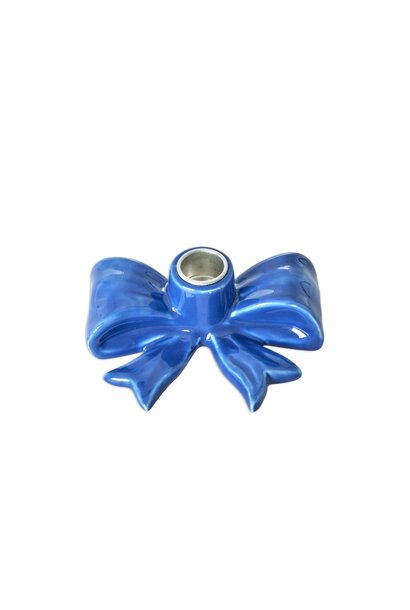 Keramik Kerzenhalter Bow / Schleife blue - small