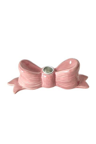 Keramik Kerzenhalter  Bow / Schleife pink - large