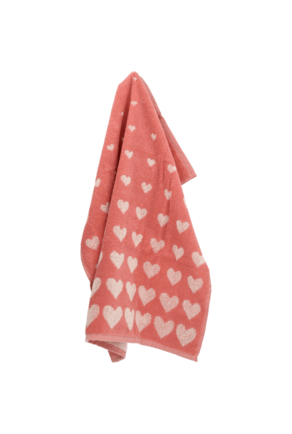 Keuken handdoek Hearts pink GOTS