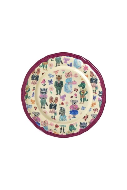 Melamine lunch plate Vintage Nathalie Lete bordeaux