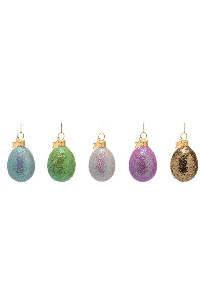 Paas hanger glas Eggs blue/green - set/5 boxed H:6cm