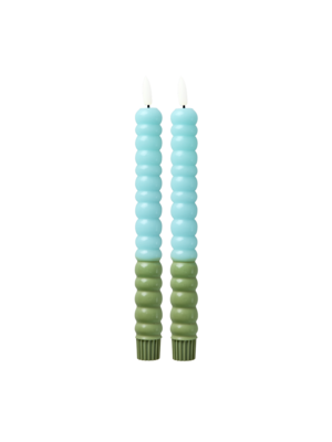 Rice Twisted LED kaars Green and Mint set/2 - AAA Battery (not incl.)
