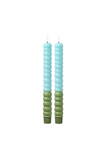 Twisted LED kaars Green and Mint set/2 - AAA Battery (not incl.)
