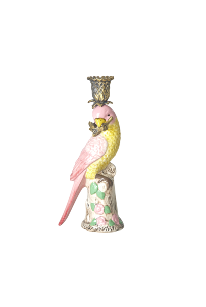 Kandelaar Bird pink aardewerk