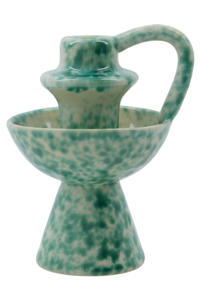 Kandelaar Diva green - h: 14cm, d: 6.5cm, d: 9.5cm