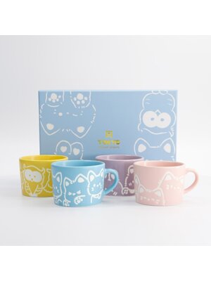 Tokyo Design Studio Mok giftset Kawaii Animals pastel set/4