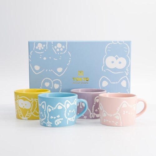 Tokyo Design Studio Mok giftset Kawaii Animals pastel set/4 Tokyo Design Studio Mok giftset Kawaii Animals pastel set/4