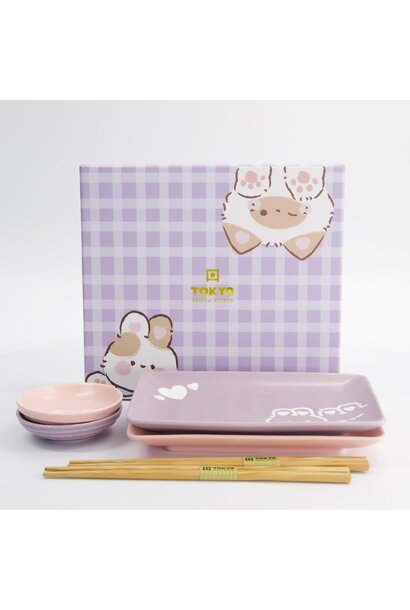 Sushi giftset Kawaii Rabbit Cat pastel set/6 incl chopsticks