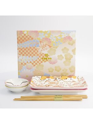 Tokyo Design Studio Sushi giftset Kawaii Cat pastel set/6 incl chopsticks