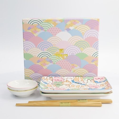 Tokyo Design Studio Sushi giftset Kawaii Animals pastel set/6 incl chopsticks Tokyo Design Studio Sushi giftset Kawaii Animals pastel set/6 incl chopsticks