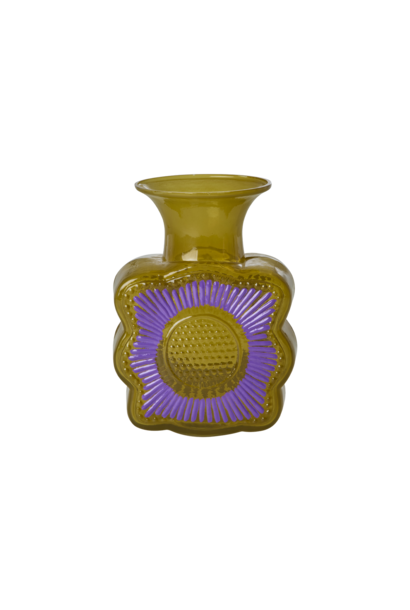 Vaas glas embossed flower design curry 1ltr