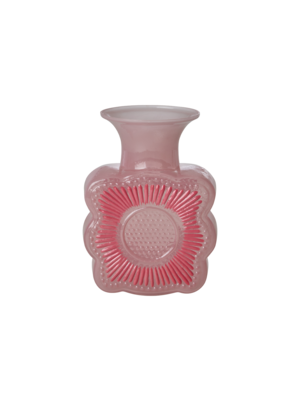Rice Vaas glas embossed flower design soft pink 1ltr