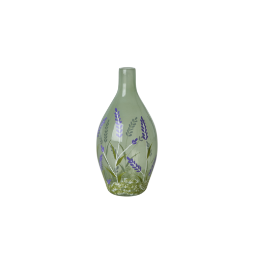 Rice Vaas glas green met purple flowers - 650ml Rice Vaas glas green met purple flowers - 650ml