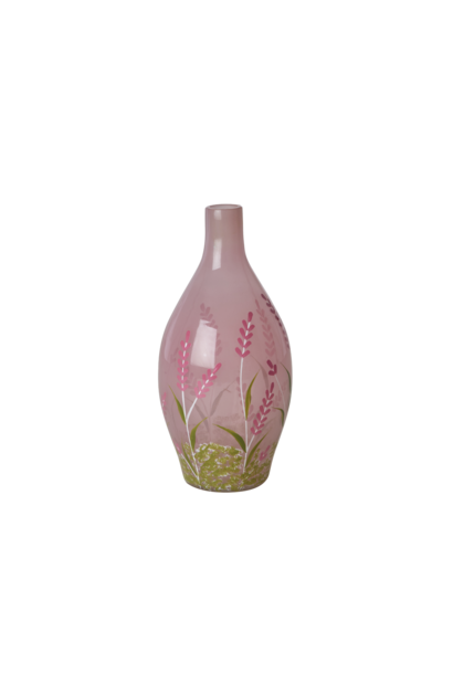 Vaas glas pink met pink flowers - 650ml