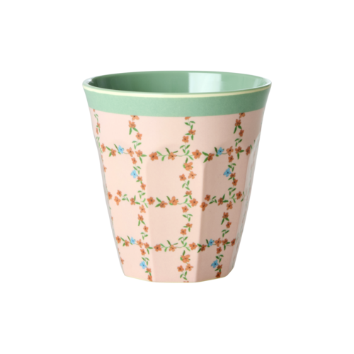 Rice Melamine beker medium Checkered Stencil 250ml Rice Melamine beker medium Checkered Stencil 250ml