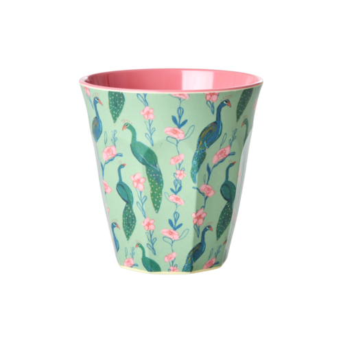 Rice Melamine beker medium Peacock Power 250ml Rice Melamine beker medium Peacock Power 250ml