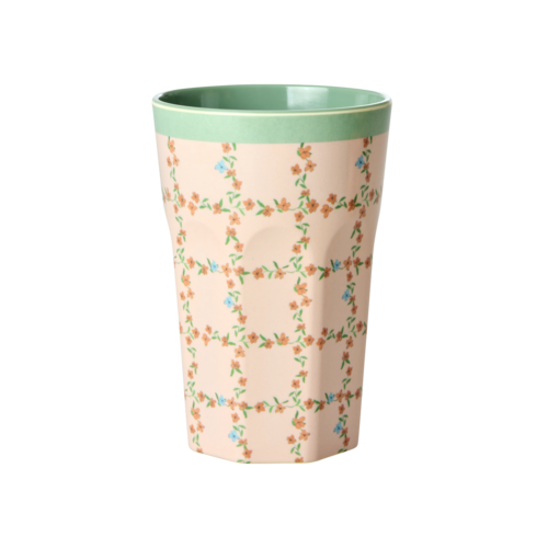 Rice Melamine Tall beker Checkered Stencil 400ml Rice Melamine Tall beker Checkered Stencil 400ml