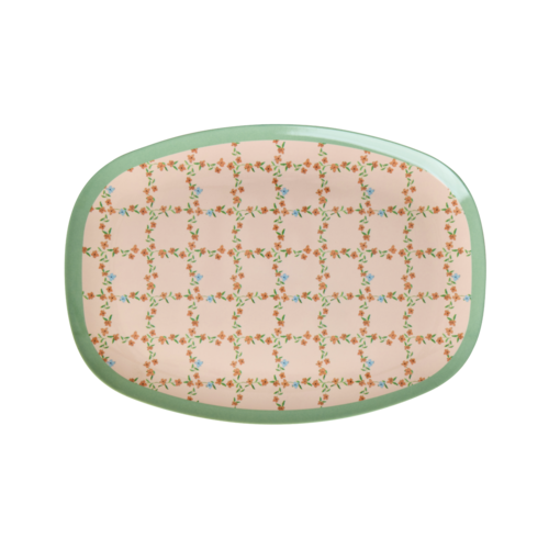 Rice Melamine ovaal bord Checkered Stencil Rice Melamine ovaal bord Checkered Stencil