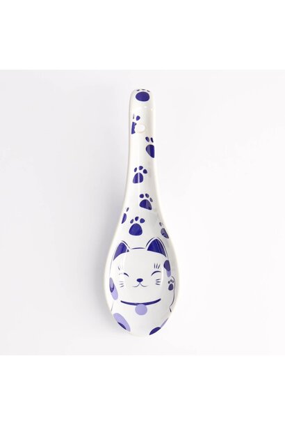 Kawaii Blue Maneko lepel 13.8x4.8cm