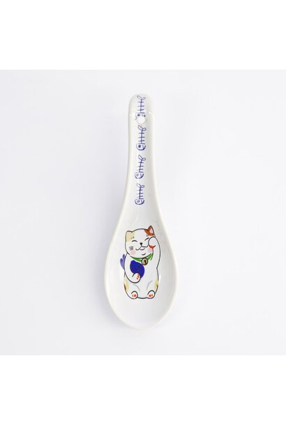 Kawaii Lucky Cat Neko Blue Fish lepel 13.8x4.8cm