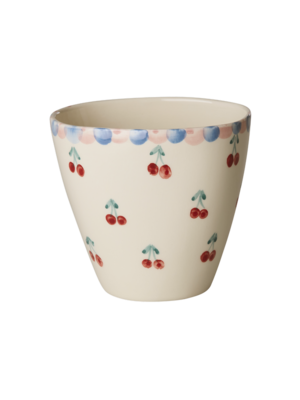 Rice Mok ovaal Cherries 300ml - handpainted aardewerk