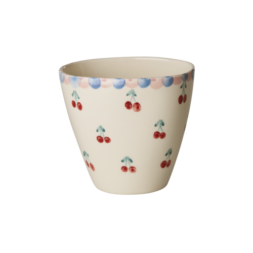 Rice Mok ovaal Cherries 300ml - handpainted aardewerk Rice Mok ovaal Cherries 300ml - handpainted aardewerk