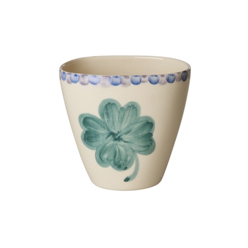 Rice Mok ovaal Good Luck Clover 300ml - handpainted aardewerk Rice Mok ovaal Good Luck Clover 300ml - handpainted aardewerk