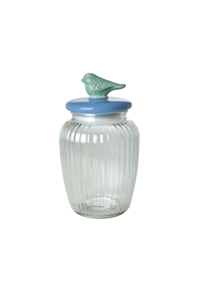 Voorraadpot glas large met Bird deksel