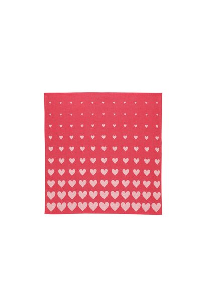 Theedoek Hearts red GOTS