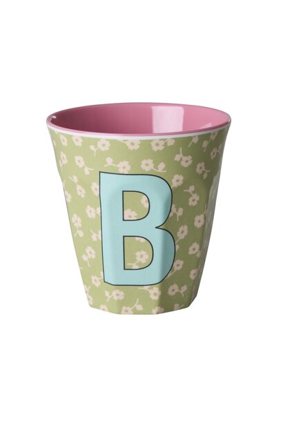 Melamine beker letter B Flowers medium 250ml