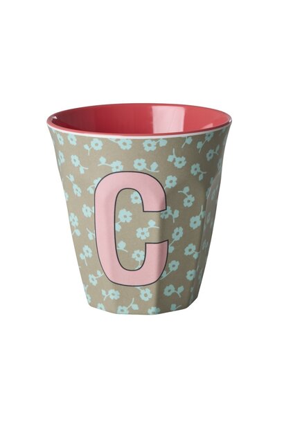 Melamine beker letter C Flowers medium 250ml