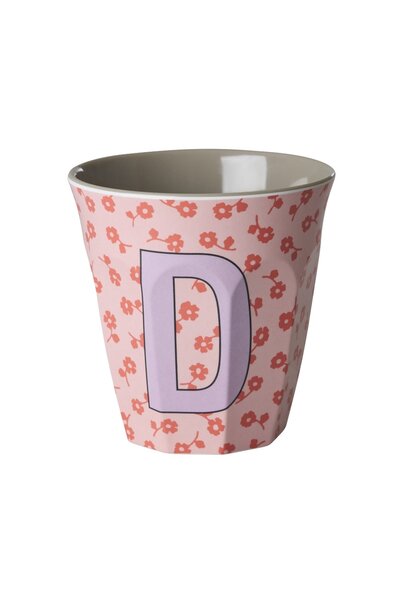 Melamine beker letter D Flowers medium 250ml