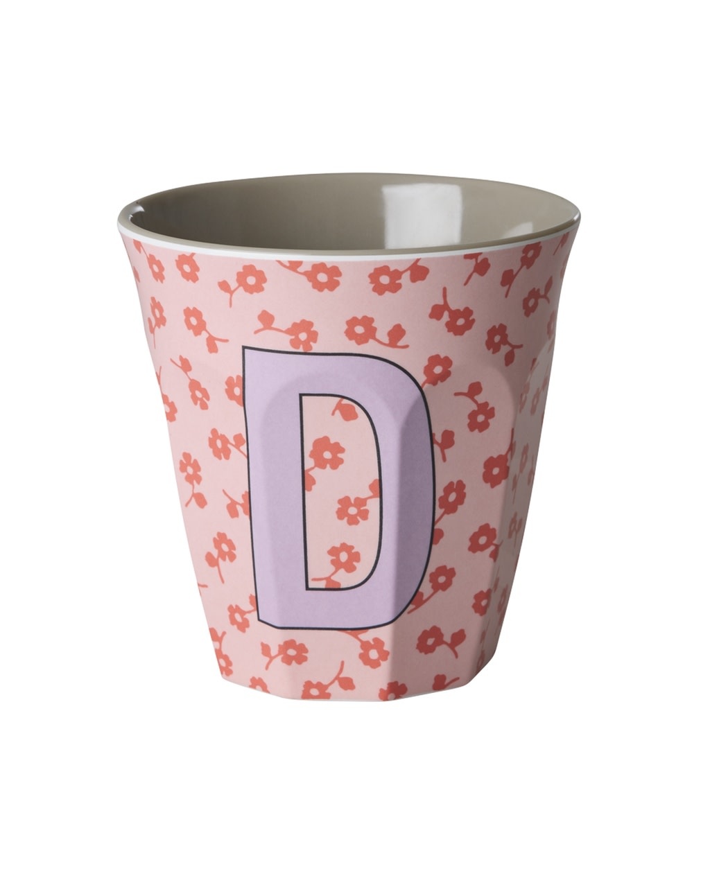 Melamine beker letter D Flowers medium 250ml-1