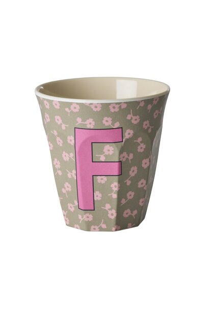 Melamine beker letter F Flowers medium 250ml
