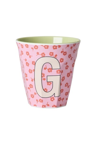 Melamine beker letter G Flowers medium 250ml