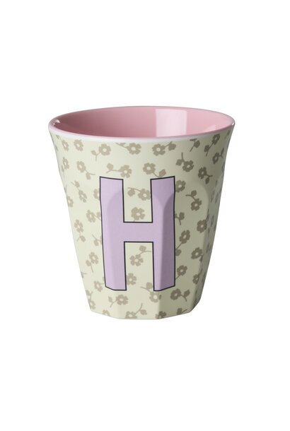 Melamine beker letter H Flowers medium 250ml