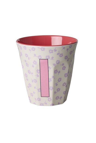 Melamine beker letter I Flowers medium 250ml