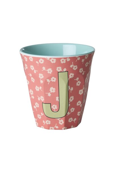 Melamine beker letter J Flowers medium 250ml